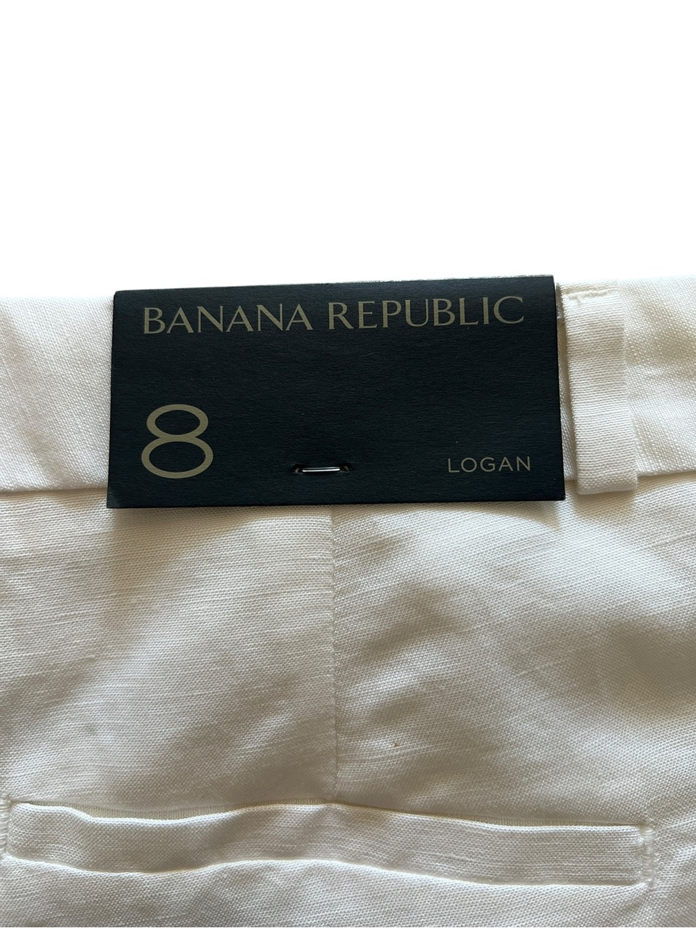 Banana Republic White Nautical Linen Blend Tailored Straight Leg Trousers-8 - Picture 4 of 8